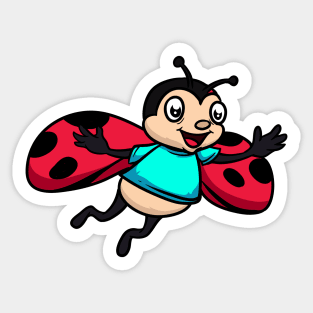 Cute Anthropomorphic Human-like Cartoon Character Ladybug in Clothes Sticker